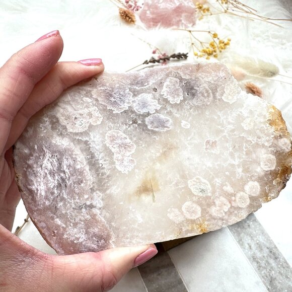 Beautiful Pink Amethyst with Flower Agate Slab - Picture 5 of 6